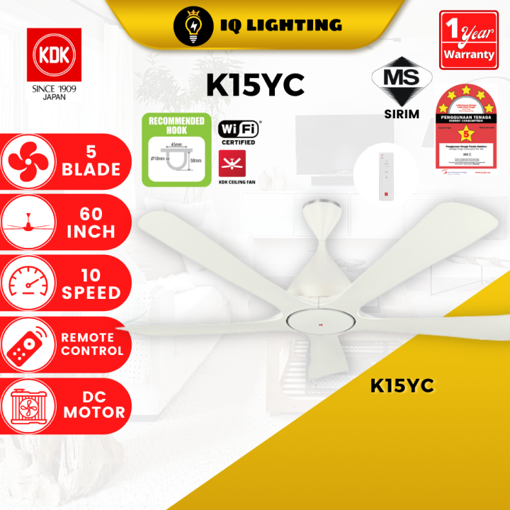 IQ KDK CEILING FAN NODOKA K15YC (150cm/ 60”) DC WIFI NOKODA kdk ceiling