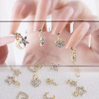 10PCS Diamond Metal Nail Art Charms Star/Heart/Moon/Cross Luxury Rhinestone Nails Decor 3D Golden Jewelry Manicure Accessories 1