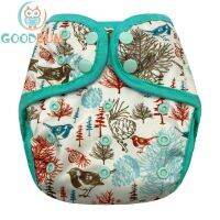 Goodbum Forest Print One Size Adjustable Cloth Diapers Cover Reusable Washable Waterproof &amp; Breathable Nappy Cover Suit 3-15kgs Cloth Diapers