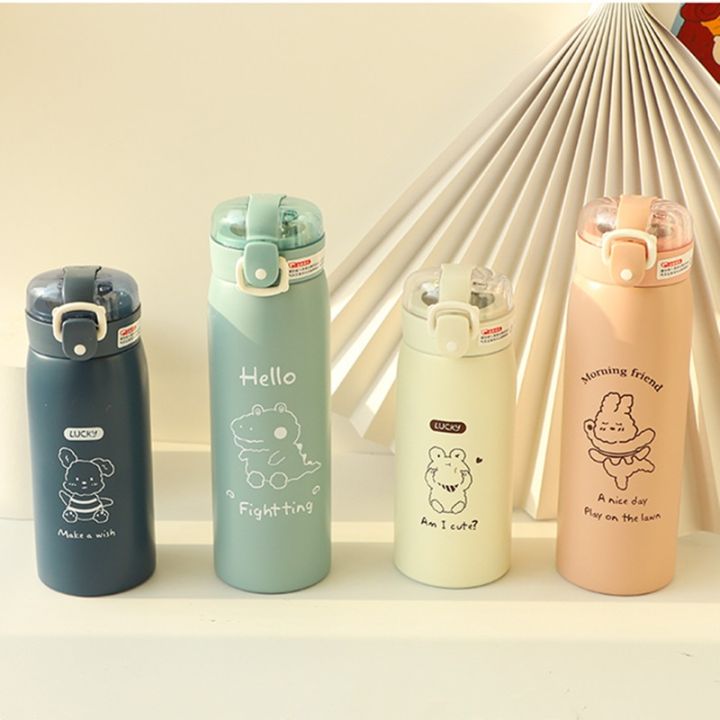 Portable Straw Tumbler Cute Insulated Cup Stainless Steel Vacuum