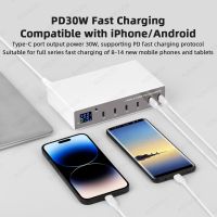 AIXXCO 140W ที่ชาร์จ PD 6 In 1ชาร์จเร็ว3.0 USB C สถานีที่ชาร์จความเร็วสูงตัวชาร์จไฟสำหรับ Iphone แล็ปท็อปประเภท C 30W