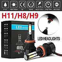 H11 2x ไฟหน้ารถมอเตอร์ไซค์แบบ LED 6000K 2000W 300000LM 4 LED หลอดไฟพลังงานสูงลำแสงต่ำ