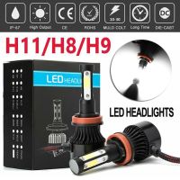 2ชิ้นไฟหน้ารถมอเตอร์ไซค์แบบ LED H11 6000K 2000W 300000LM 4 LED หลอดไฟพลังงานสูงลำแสงต่ำ