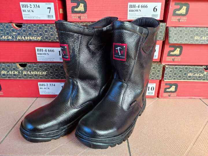 Original Black Hammer High Cut Genuine Leather Safety Shoes/High Cut