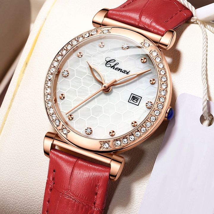 chenxi-ยี่ห้อผู้หญิงนาฬิกา-โรสโกลด์-แบรนด์หรูนาฬิกากันน้ำสุภาพสตรีปฏิทินนาฬิกาควอตซ์-หนัง