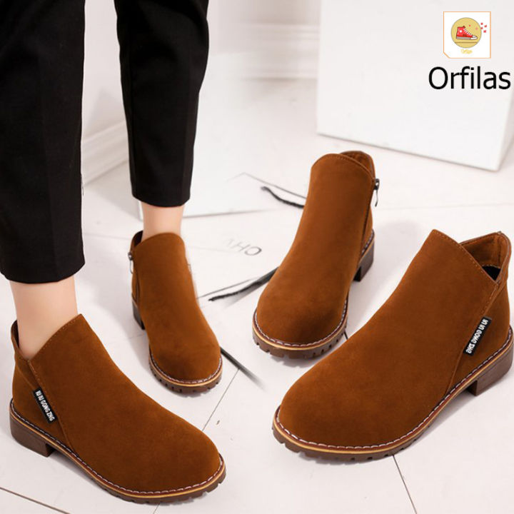 orfilas-รองเท้ามาร์ตินผู้หญิงรุ่นเกาหลี-ซิป-ส้นบล็อก-รองเท้าบูทเปล่า-รองเท้าหนัง-จัดส่งในประเทศไทย-รองเท้าบูทผู้หญิง-3-ซม