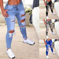 【CW】Womens stretch jeans low rise Ripped Skinny 2022 Hip Slim Jean Mom Spandex Denim Clothing Jeans Female overalls pencil pants