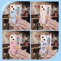 Anti-fall protective case Phone Case For iphone13 Raised lens Liquid silicone shell Solid color imitation leather cute