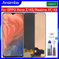 Ansimba หน้าจอแสดงผล OLED 6.4นิ้วสำหรับ Oppo Reno Z CPH1979/OPPO K5 PCNM00/Realme XT RMX1921/Realme X2 RMX1992หน้าจอ LCD จอแสดงผลหน้าจอสัมผัสหน้าจอดิจิตอลสำหรับ OPPO Reno Z CPH1979 Realme XT X2จอแสดงผล LCD