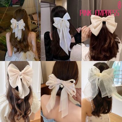 Korean Oversized Bow Ribbon Hair Clip Elegant Women Big Bow Hairpin Hair Accessories 2023