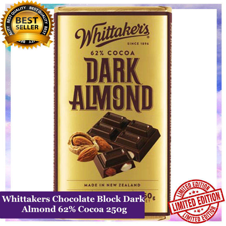 Whittakers Chocolate Block Dark Almond 62% Cocoa 250g | Lazada PH