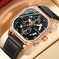 HotCRRJU Men Sport Watches Luxury Student Square Quartz Watch Big Deal Leather Strap Wristwatch For Men Gift Clock