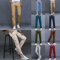 Redcloud ผู้ชาย Skinny ยืดกางเกงผ้าฝ้าย Chinos Khakis ฟิตเนสกางเกงยาว