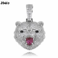 JINAO New Fashion Hip Hop Jewelry Beast Bear Animal All Ice Out Pendant&amp;Necklace Tennis Chain Gold Sliver-Color For Man Gift