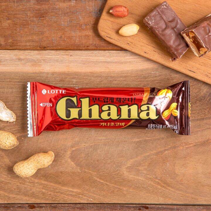 noona-mart-ขนมเกาหลี-กาน่า-ช็อคโกบาร์-รสถั่วลิสงและรสอัลมอนด์-lotte-ghana-chocolate-bar-peanut-amp-almond