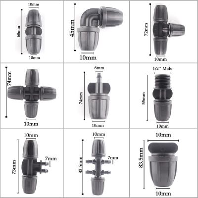 ；【‘； 15Pcs 8/11Mm Water Hose Connector 3/8‘’ To 1/4 Garden Irrigation Tube Lock Catch Coupling Adapter Elbow Tee Cross With Nut