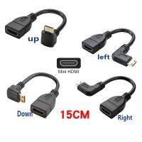 สายเคเบิลสีทองทองชุบที่ Hdmi ตัวเมียมุมขวา Hdmi ขนาดเล็ก90องศาสำหรับ Hdtv 1080P Ps3 Evo Htc Vedio