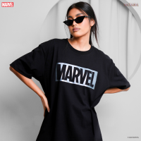 VATANA - เสื้อยืดแขนสั้น สีดำ พิมพ์ลาย MARVEL ONYX BLUE LOGO