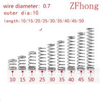 【☊HOT☊】 gongfaz 10ชิ้นสาย0.7มิลลิเมตร0.7x10xl Od = 10สเตนเลสสตีลสปริงอัดจุดเล็กๆความยาว5-50มม.