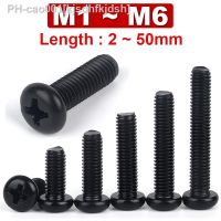 PM Black Round Head Phillips Machine Screws Pan Head Cross head Slot Bolts Machinery M1 M1.2 M1.4 M1.6 M2 M2.5 M2.6 M3 M3.5 M6