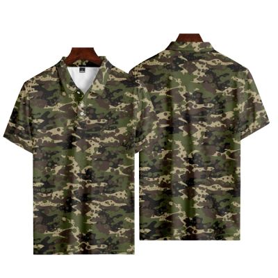 【high quality】  Mens Summer Camouflage Button Ordinary Polo Shirt Fashionable Short Sleeve Sportswear Casual Large 2023