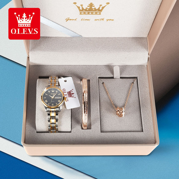 olevs-นาฬิกาทองสำหรับผู้หญิง-ชุดซื้อ1-take-2กันน้ำของแท้2022นาฬิกาสเตนเลสสตีลหรูหราของขวัญคริสต์มาสสร้อยคอสร้อยข้อมือสวยหรู