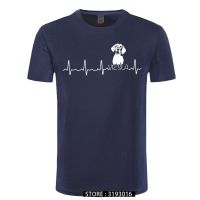 Men Heartbeat Vizsla T-Shirt Funny T Shirt For Dog Lover Vintage Crewneck Short Sleeve Tops Cotton Tees T Shirt