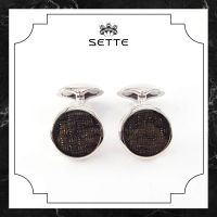 [SETTE] Round Cufflinks with Oxidise BK Enamel Silver 925 Rhodium Plated With Enamel - BTS3740-BK [เซตเต้] คัฟลิงค์รูปทรงกลม ตัวเรือนเงิน 925 ชุบโรเดียม และลงยาสี