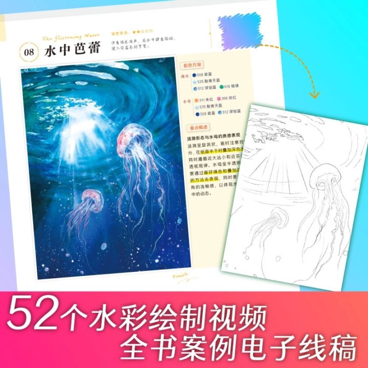 2022คลื่นชุดภาพวาดสีน้ำภูมิทัศน์หนังสือกวดวิชามหาสมุทรแม่น้ำธีมการวาดภาพสีน้ำเทคนิคหนังสือ