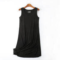 Womens Summer Light Casual Dress  O-neck Sleeveless Knee-Length Dresses 8 Colors Stretchable Home Gown Frocks for Women