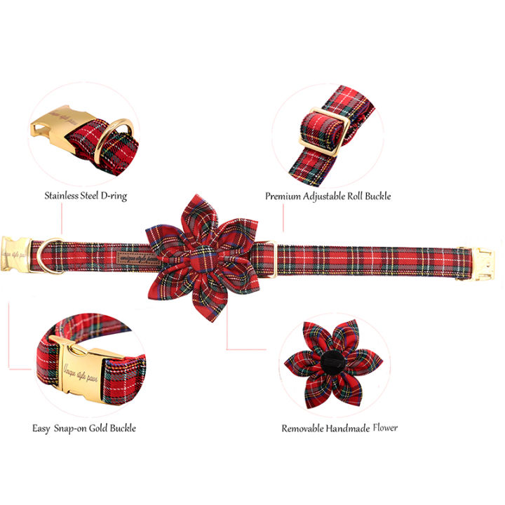 unique-style-paws-christmas-dog-collar-and-leash-set-bow-tie-flower-cotton-pet-collar-for-large-medium-small-dogs-cats