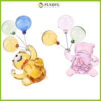 PLNBFG 2 pcs คริสตัลสีขาว ตุ๊กตาหมีแก้ว สีเหลืองทาเล็บ สีชมพูอมชมพู ของตกแต่งโต๊ะรูปหมีพร้อมลูกโป่ง ความสวยงามที่ชื่นชอบ หมีสำหรับเด็ก ของตกแต่งโต๊ะรูปหมีทำจากแก้ว บ้านในบ้าน