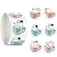 100-500pcs Kawaii Cat Thank You Stickers Round Cartoon Animal Sealing Label for Greeting Card Gift Decoration Stationery Sticker Stickers Labels
