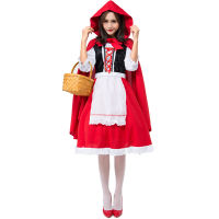 GKv ชุดคอสเพลย์ฮาโลวีน Little Red Riding Hood Red Maid แต่งตัวเทพนิยายเครื่องแต่งกายสำหรับผู้ใหญ่