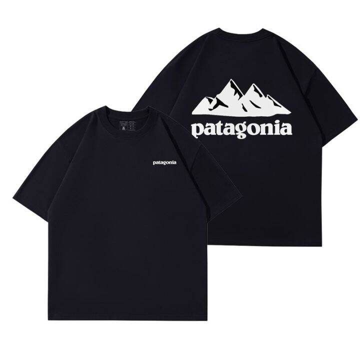 patagonia-เสื้อยืดพิมพ์ลายกีฬาสำหรับทั้งหญิงและชายแขนสั้นวินเทจคลาสสิก