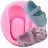 3D Cute Baby Shoes Bow Silicone Molds DIY Baby Birthday Cupcake Topper Fondant Cake Decorating Tools Candy Clay Chocolate Moulds Bread Cake  Cookie Ac