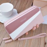 Double Zipper Long Patchwork PU Letter Purses and Handbags Fashion Luxury Designer Clutch Bag Wallets for Women