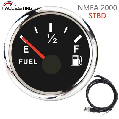 NMEA2000เครื่องวัดระดับถังน้ำมันเกจวัดระดับน้ำมันเชื้อเพลิง2000 52มม. มาตรวัดน้ำมัน E-1/2-F สำหรับเรือทะเลรถจักรยานยนต์รถยนต์รถบรรทุก RV ค่าย