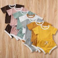 Infant Kids Baby Girl Boy Summer Clothes Sets Short Sleeve Tops T-shirt+Shorts Pants Ribbed Solid Outfits 0-3 Years  by Hs2023