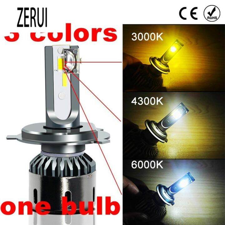 ZR For Musefun 3 Colors Dimmable Car Headlight Lamp H1 H3 H4 H7 H8 H11