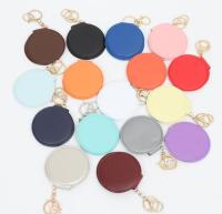 10pcs Portable Candy Color Mini PU Leather Pocket Makeup Mirror Key Chain Cosmetic Compact Mirrors Double Dual Sides Frame Girl Mirrors