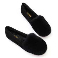 Concise Ladies winter fur shoes large size 4243 plush rabbit hair flats loafers warm woman moccasins slip on oxfords creepers