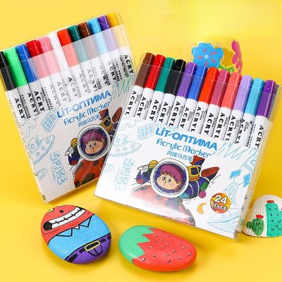 12/24 Colors Acrylic Marker Set Water-based Press-free Quick-drying Waterproof Outdoor Art Painting Ceramic Pen