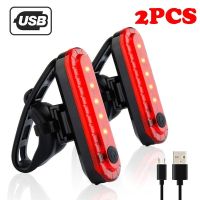 2pc Red USB Rechargeable Bike Bicycle Cycling 4 Modes LED Front Rear Tail Light Lamp Outdoor Sports Bike Light Bicycle Taillight Lights Reflectors