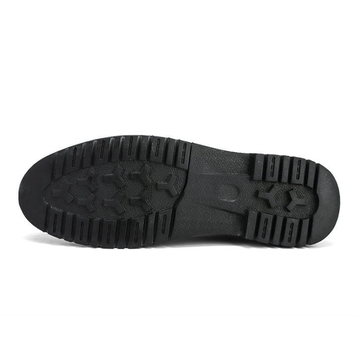 รองเท้าหนังลำลองสำหรับผู้ชายแบบผูกเชือกสีทึบรองเท้าผ้าใบส้นเตี้ยหัวกลมสีดำ