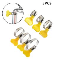 5pcs 10 38mm Adjustable Yellow Plastic Handle Hand Wriggle Hose Clamps Pipe Clip Fuel Hose Clips Of Water Pipe Fasteners Clamps