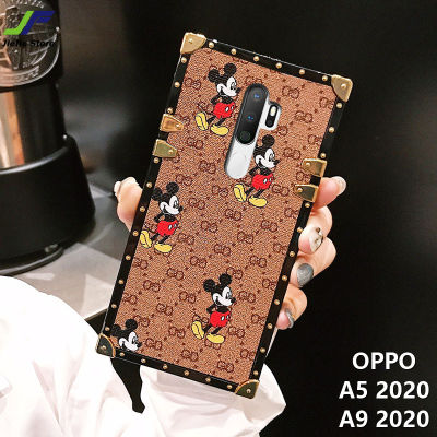 JieFieมิกกี้น่ารักเมาส์เคสโทรศัพท์สำหรับOPPO A5 2020 / OPPO A9 2020หรูหราหนังสีน้ำตาลตารางRivetโทรศัพท์ฝาหลัง