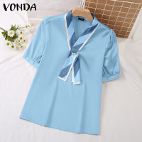 (จัดส่งฟรี)Fancystyle VONDA เสื้อผ้าไหมซาตินลำลองธุรกิจของผู้หญิงเสื้อคอวีแขนพองโอแอลที่ทำงาน #2