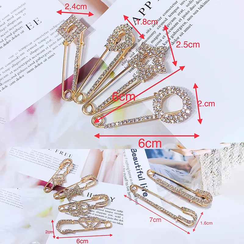 Simple Trendy Popular Rhinestone Decoration Buckle Pin Brooches Women  Cardigan Coat Sweater Costume Safety Pins Accessories Gift