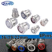 16mm 19mm 22mm  Metal Push Button Switch Short Pins Locking Latching Self-reset Momentary 1NO LED Red Blue Yellow Green White